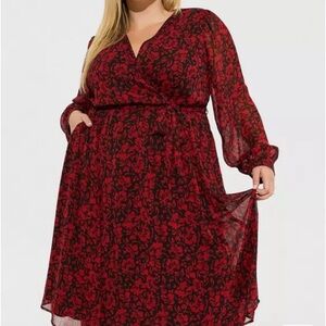 Torrid Black & Red Floral Dress